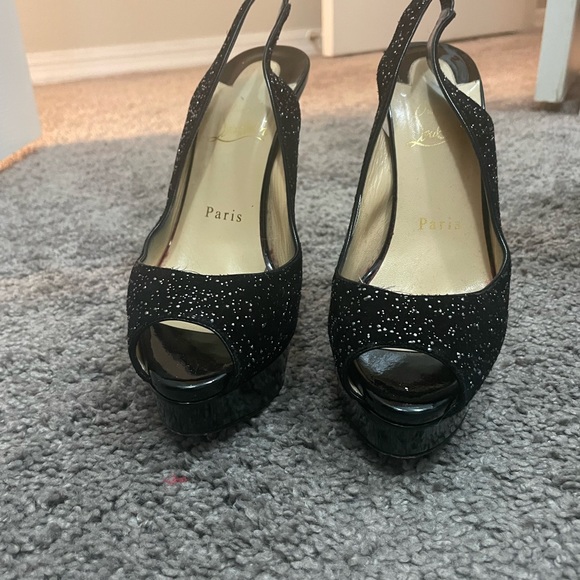 Louboutin sparkle sling back size 37 150mm - Picture 4 of 6